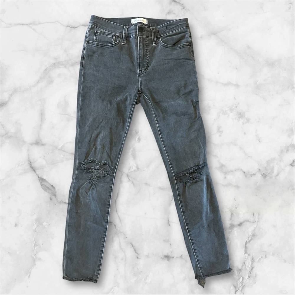 Madewell Jeans 9"‎ Mid Rise Skinny Distressed Light Black Women's Size 27P